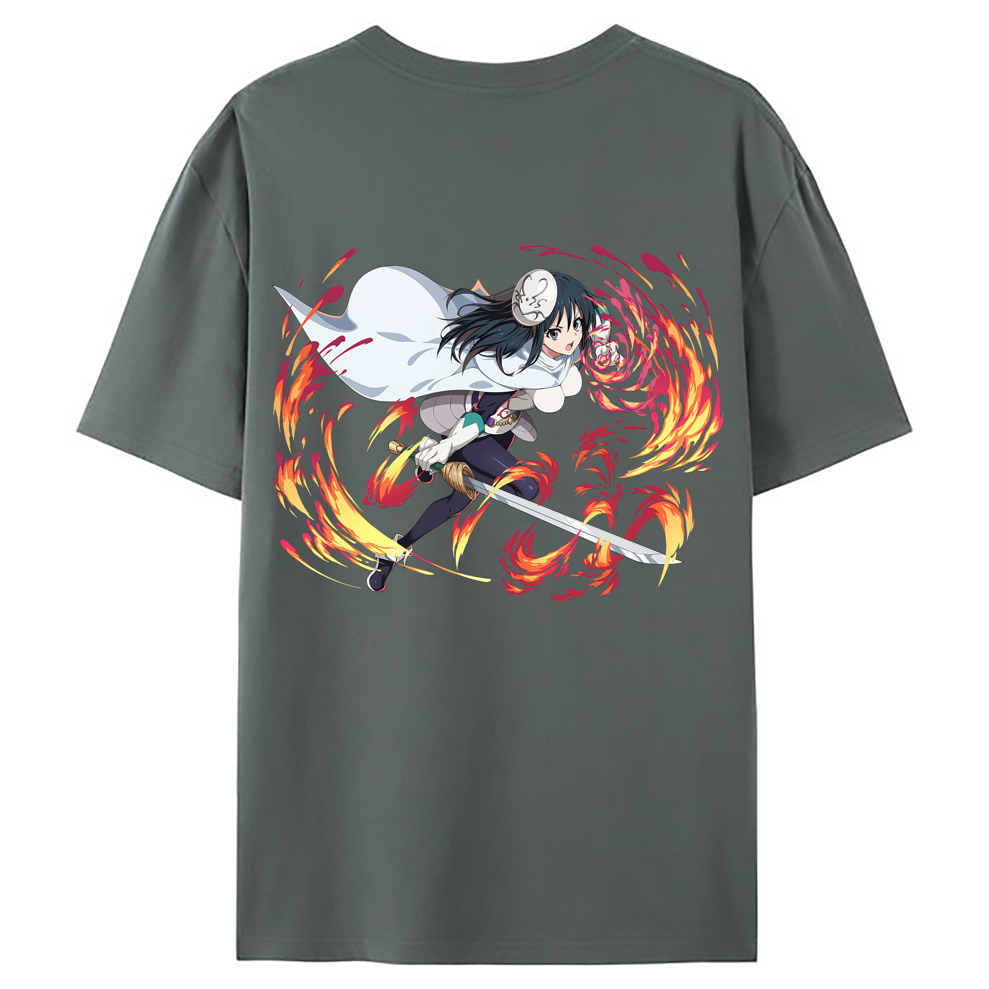 （画像用） 転スラ Regarding Reincarnated to Slime 綿100％ メンズ半袖Tシャツ（バックプリント） 通気性